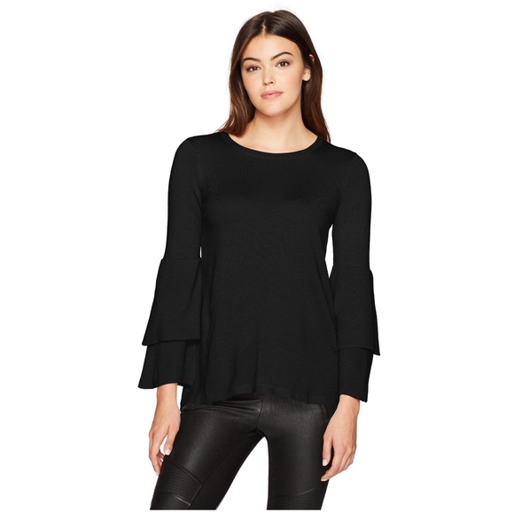 Kensie Sweaters - Tier Ruffle Sleeve Sweater by Kensie